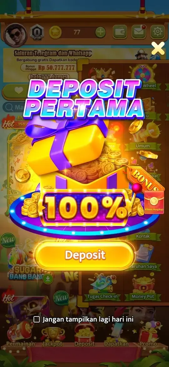 Bonus deposit pertama 100% untuk member baru